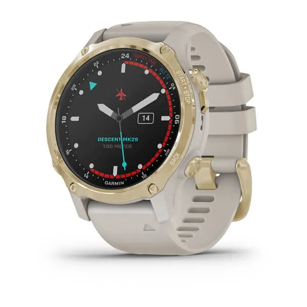 Garmin Descent Mk2S, Light Gold with Light Sand Silicone Band - 010-02403-00 | MunroKennels.com