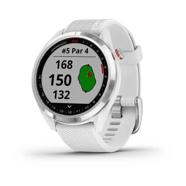 Garmin Approach S42, Polished Silver with White Band - 010-02572-11 | MunroKennels.com