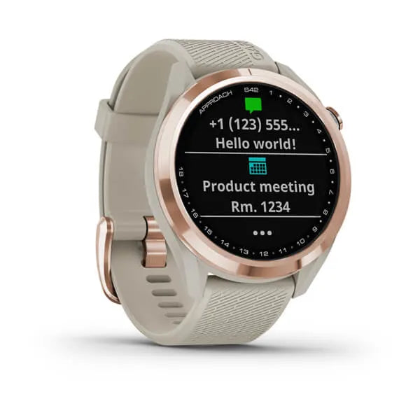 Garmin Approach S42, Rose Gold with Light Sand Band - 010-02572-12 | MunroKennels.com