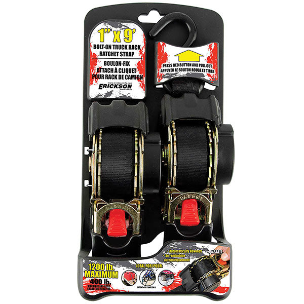 Erickson Retractable Ratchet Tie Downs 2Pk (34417) | MunroPowersports.com