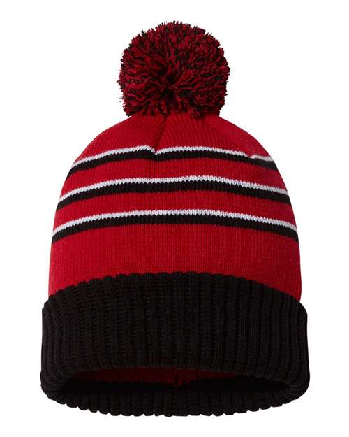 Richardson Stripe Pom Cuffed Beanie - 134