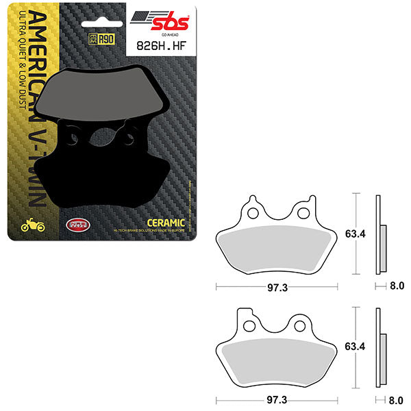 Sbs High Power & Noise Reduction Ceramic Front Brake Pad (6490826108) - 826H.HF | MunroPowersports.com