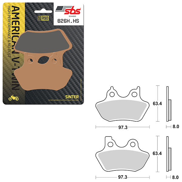 Sbs High Performance & No Dust Sinter Front Brake Pad (6550826108) - 826H.HS | MunroPowersports.com