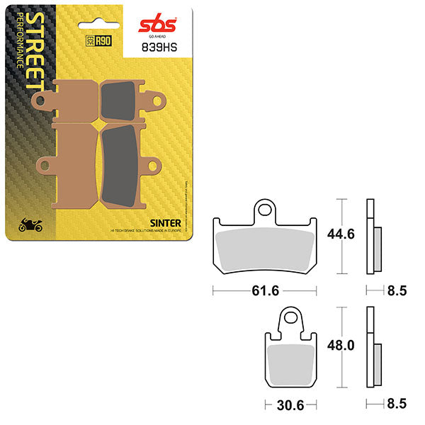 Sbs Performance Hs Sinter Front Brake Pad (6250839108) - 839HS | MunroPowersports.com