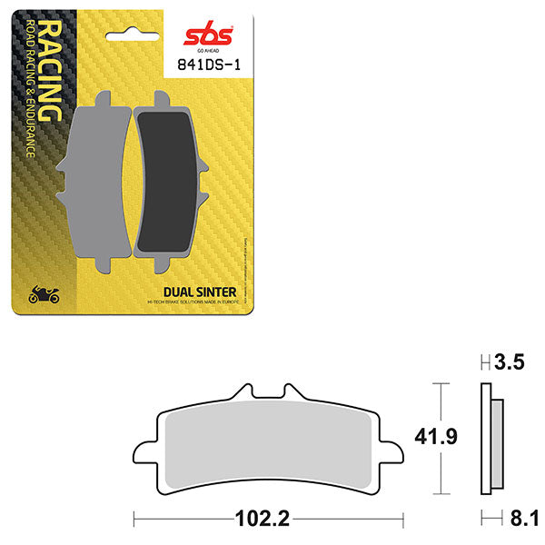 Sbs Ds-1 Dual Sinter Dynamic Racing Concept Front Brake Pad (6370841108) - 841DS-1 | MunroPowersports.com
