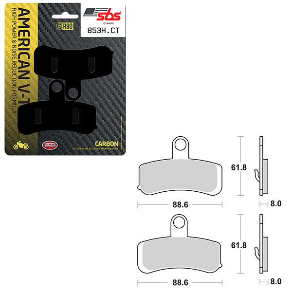 Sbs High Power & Noise Reduction Carbon Front Brake Pad (6510853108) - 853H.CT | MunroPowersports.com