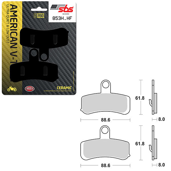 Sbs High Power & Noise Reduction Ceramic Front Brake Pad (6490853108) - 853H.HF | MunroPowersports.com
