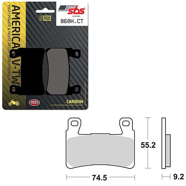 Sbs High Power & Noise Reduction Carbon Front Brake Pad (6510860108) - 860H.CT | MunroPowersports.com