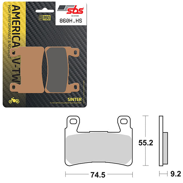 Sbs High Performance & No Dust Sinter Front Brake Pad (6550860108) - 860H.HS | MunroPowersports.com