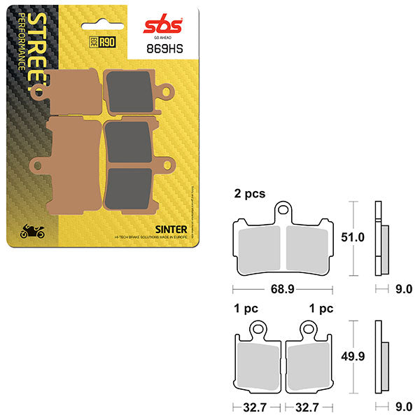 Sbs Performance Hs Sinter Front Brake Pad (6250869108) - 869HS | MunroPowersports.com