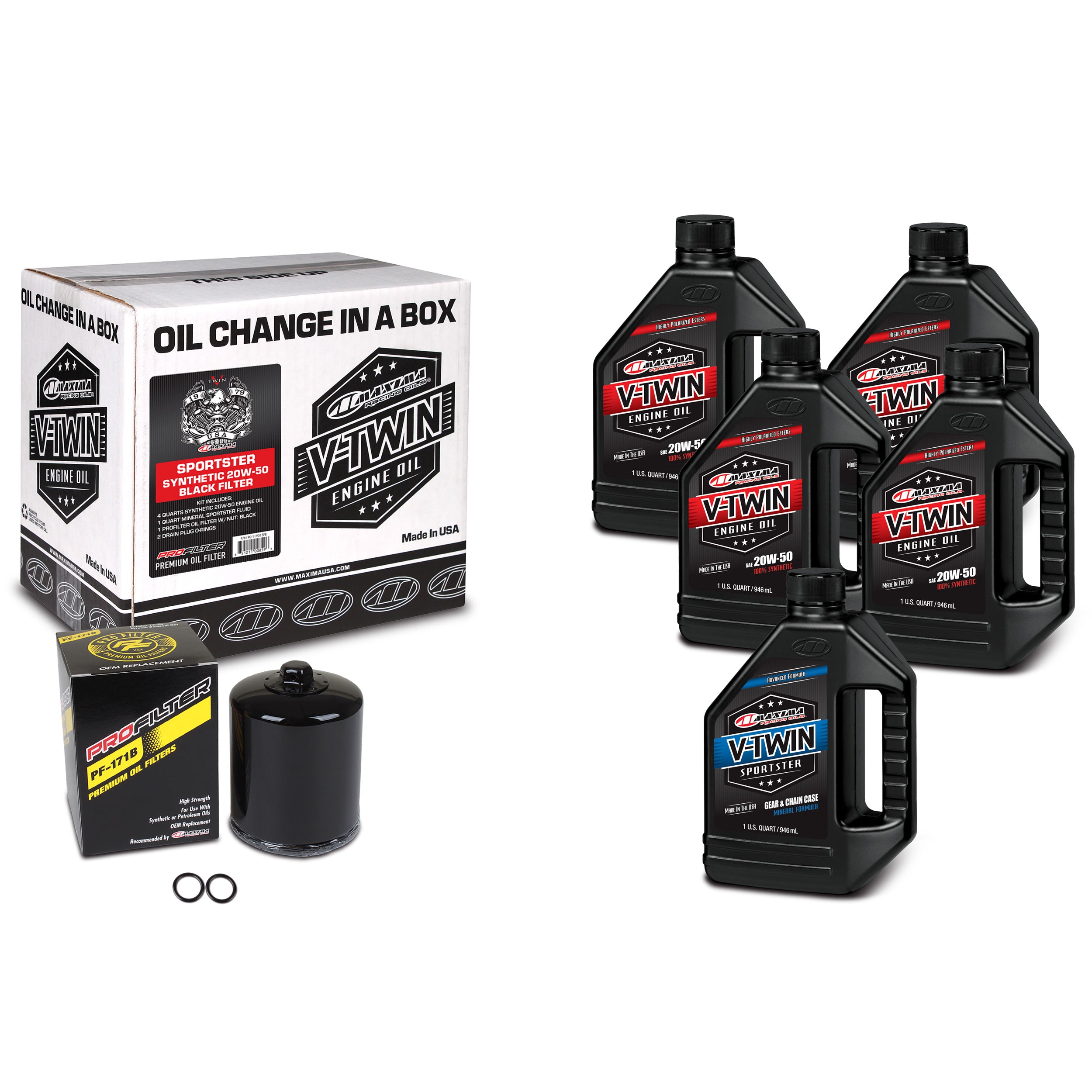 Maxima Racing Oils V-Twin Oil Full Change Kit (90-119015Pb) - 920-4554 | MunroPowersports.com