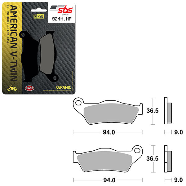 Sbs High Power & Noise Reduction Ceramic Front Brake Pad (6490924108) - 924H.HF | MunroPowersports.com
