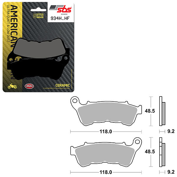 Sbs High Power & Noise Reduction Ceramic Front Brake Pad (6490934108) - 934H.HF | MunroPowersports.com