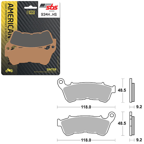 Sbs High Performance & No Dust Sinter Front Brake Pad (6550934108) - 934H.HS | MunroPowersports.com