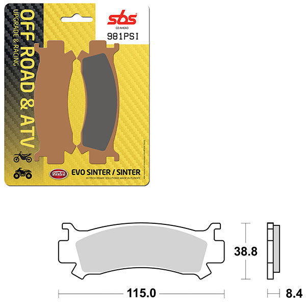 Sbs Atv/Utv Evo Sinter Brake Pad (6450981108) - 981PSI | MunroPowersports.com