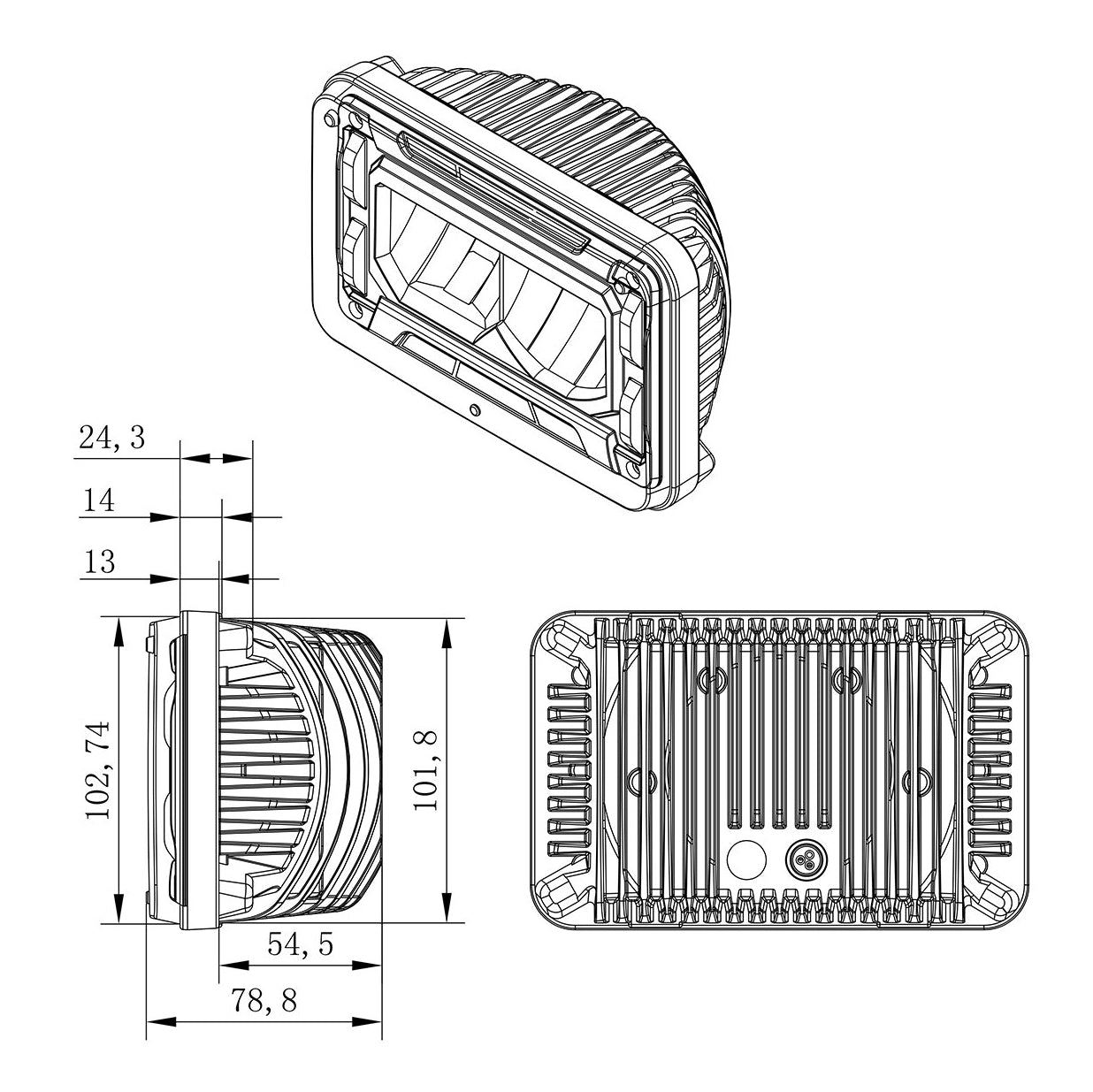 4x6 Sealed Beam Replacement LED Headlight DOT/SAE (High Beam) 10-20197