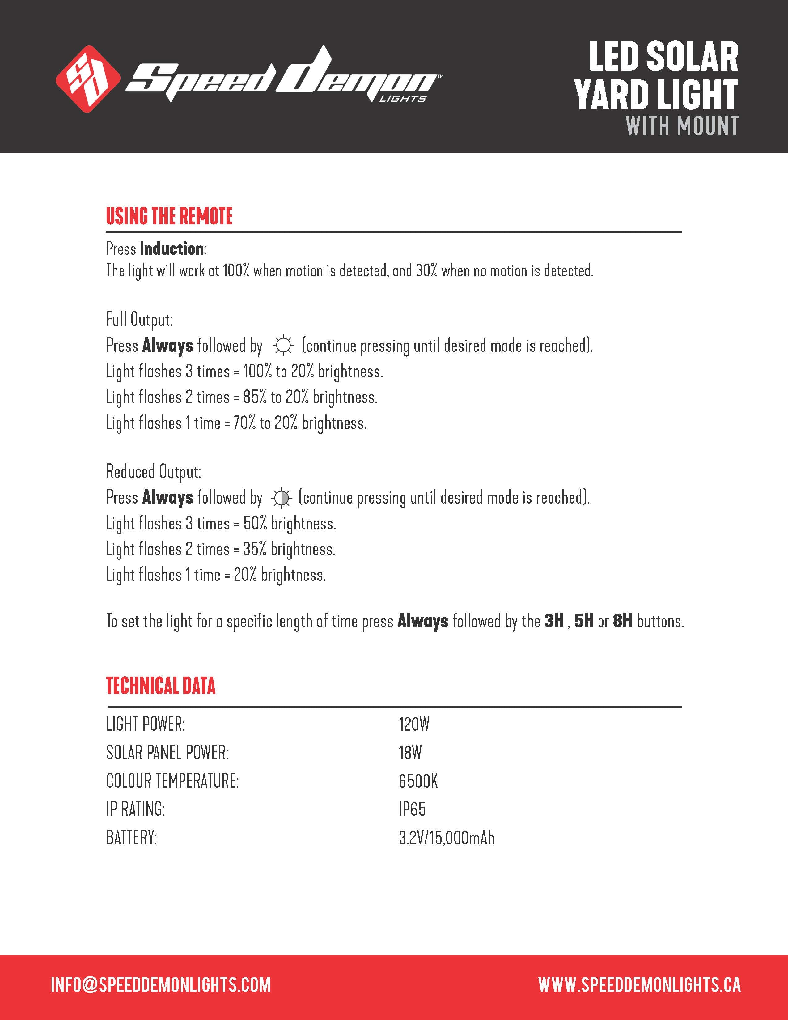 120 Watt Solar Yard Light