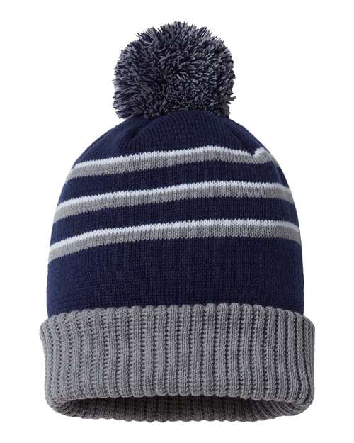 Richardson Stripe Pom Cuffed Beanie - 134