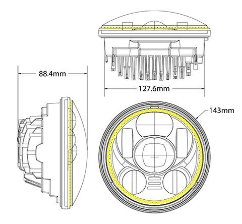 5.75" DOT LED Motorcycle Headlight with DRL Halo