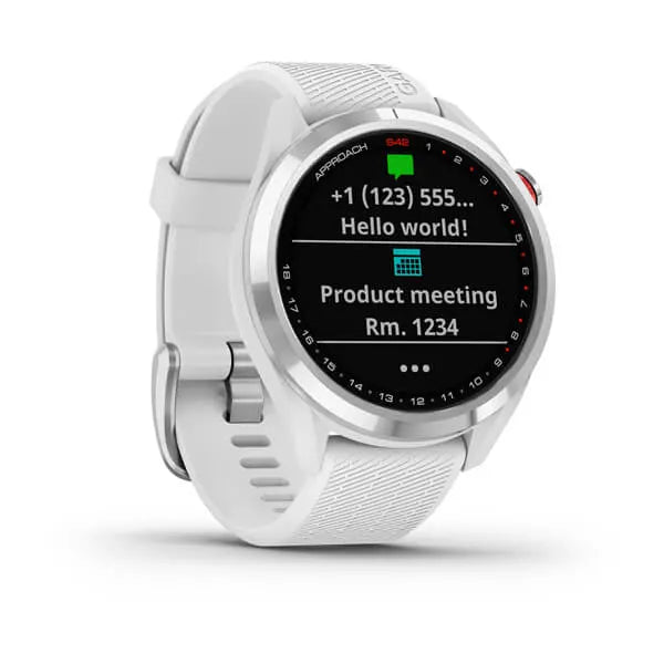 Garmin Approach S42, Polished Silver with White Band - 010-02572-11 | MunroKennels.com