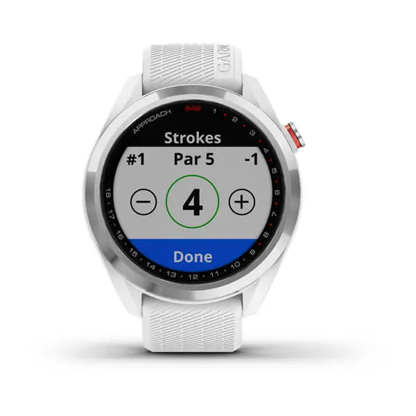Garmin Approach S42, Polished Silver with White Band - 010-02572-11 | MunroKennels.com