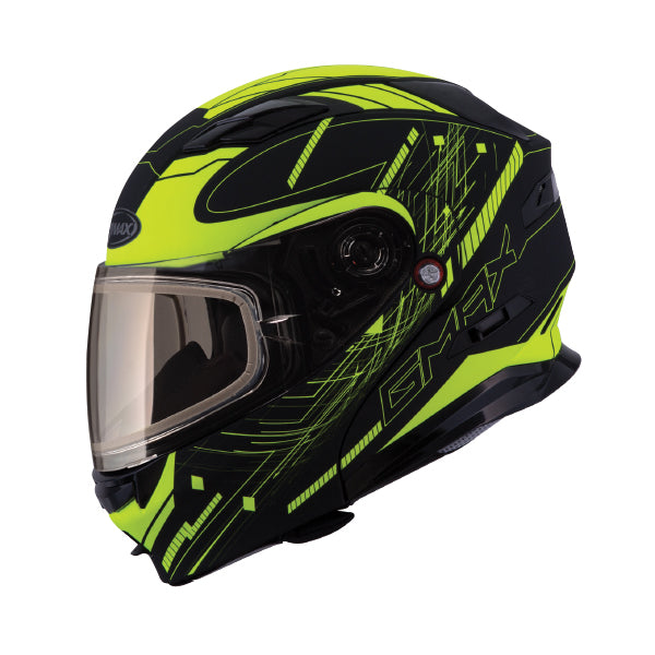 GMAX MD01 MODULAR HELMET SIZE XS HIGH-VISIBILITY/YELLOW DOUBLE LENS