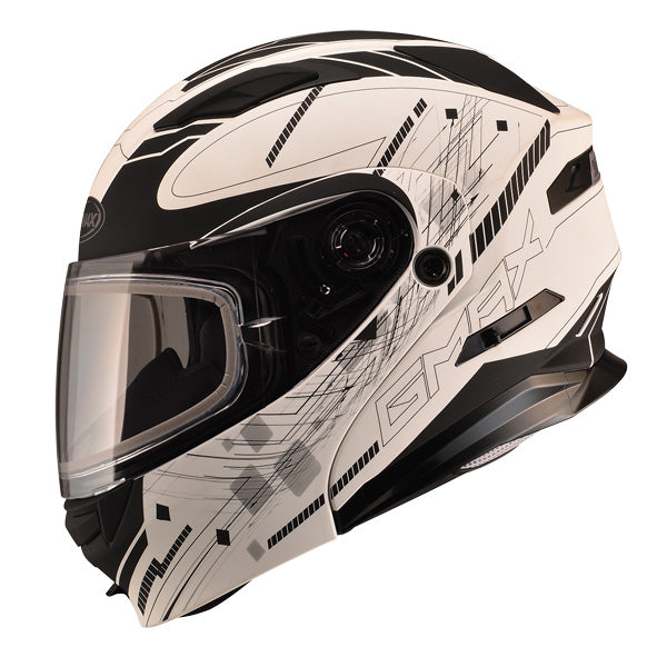 GMAX MD01 MODULAR HELMET SIZE XS MATTE BLACK/WHITE DOUBLE LENS