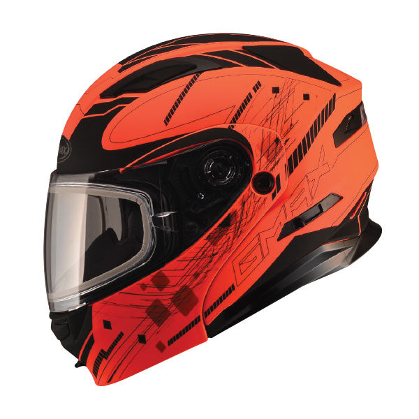 GMAX MD01 MODULAR HELMET SIZE XS HIGH-VISIBILITY/ORANGE DOUBLE LENS