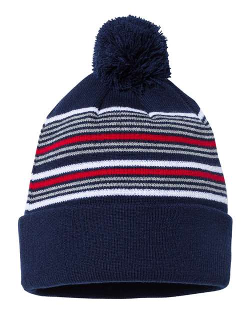 Sportsman 12" Striped Pom-Pom Knit Beanie - SP60S | MunroPowersports.com