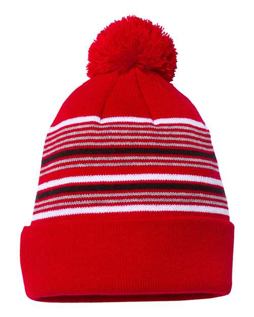 Sportsman 12" Striped Pom-Pom Knit Beanie - SP60S | MunroPowersports.com