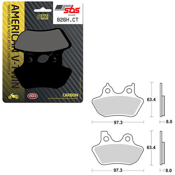 Sbs High Power & Noise Reduction Carbon Front Brake Pad (6510826108) - 826H.CT | MunroPowersports.com