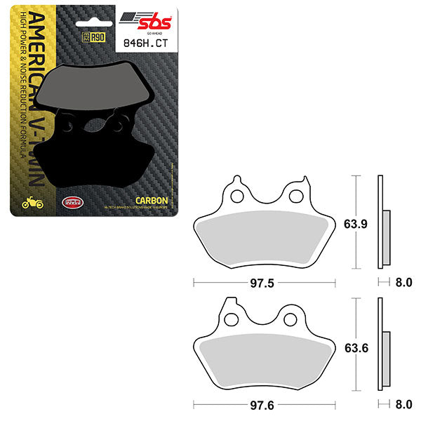Sbs High Power & Noise Reduction Carbon Front Brake Pad (6510846108) - 846H.CT | MunroPowersports.com