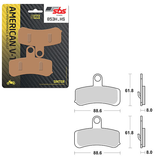 Sbs High Performance & No Dust Sinter Front Brake Pad (6550853108) - 853H.HS | MunroPowersports.com
