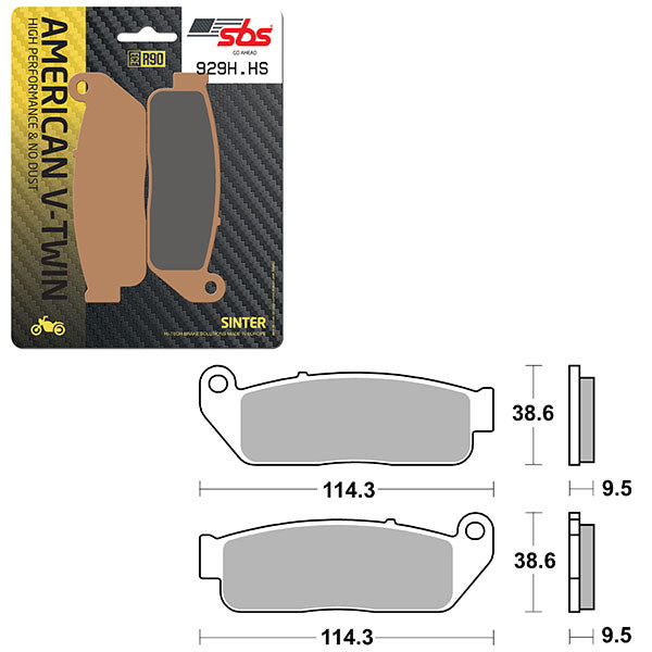 Sbs High Performance & No Dust Sinter Front Brake Pad (6550929108) - 929H.HS | MunroPowersports.com