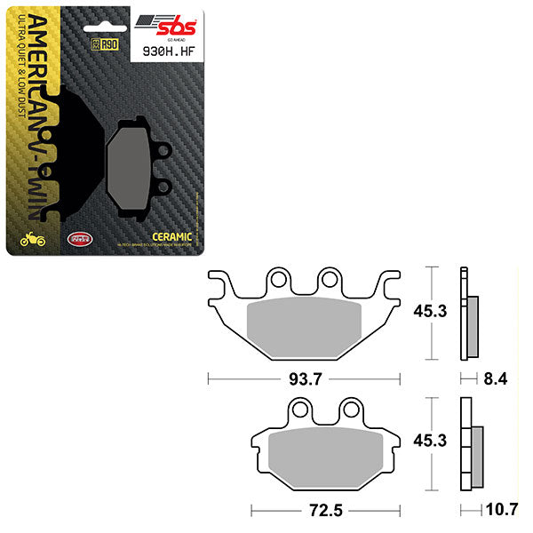 Sbs High Power & Noise Reduction Ceramic Front Brake Pad (6490930108) - 930H.HF | MunroPowersports.com