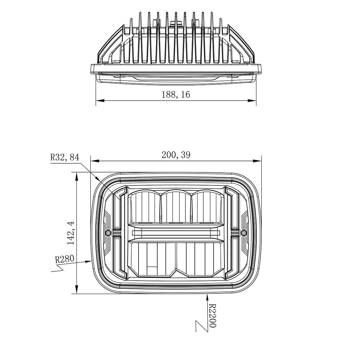 5x7 Sealed Beam Replacement LED Headlight - DOT 10-20198