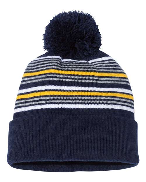 Sportsman 12" Striped Pom-Pom Knit Beanie - SP60S | MunroPowersports.com