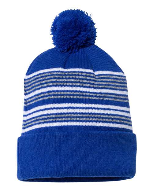 Sportsman 12" Striped Pom-Pom Knit Beanie - SP60S | MunroPowersports.com